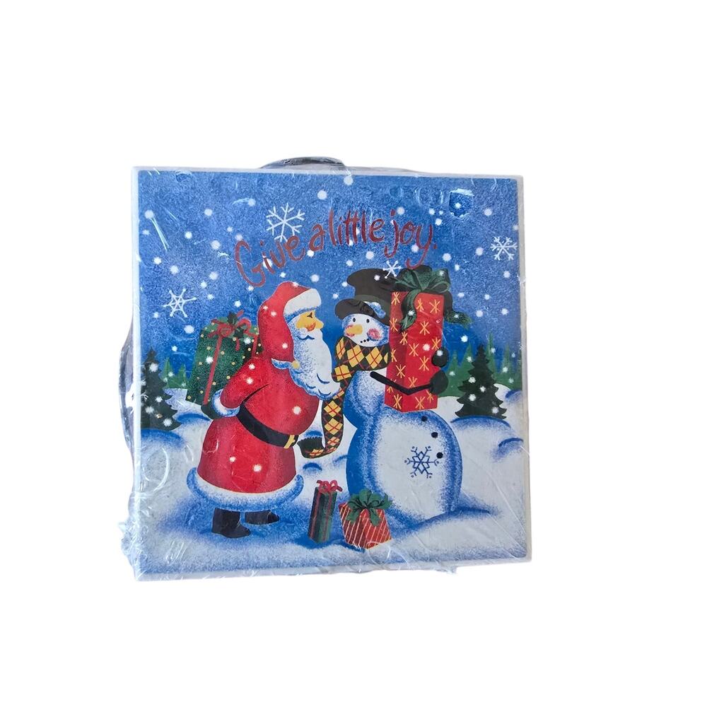 Santa Christmas Cerasmic Coasters Set of 4 NWOT Sealed